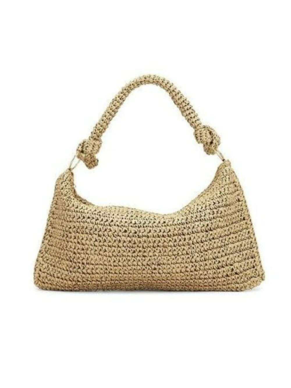 8 Other Reasons Shelly Crochet Woven Raffia Knotted Handle Shoulder Bag New